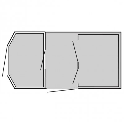 Footprint coverage for the Easy Camp Palmdale 500 Lux family tent. The floor cover also provides a floor in the front.