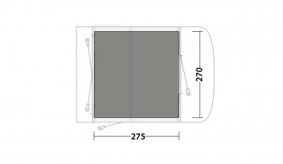 The carpet covers the entire floor of the car tent.