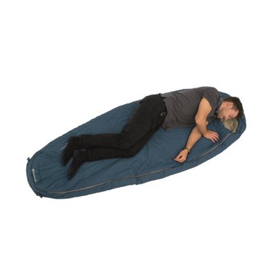 Lie comfortably on your side in the sleeping bag.