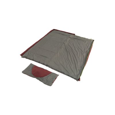 The sleeping bag is fully open to use as a blanket.