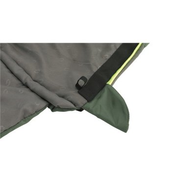 The edge against the zipper is protected against cold drafts on the Outwell Contour Lux XL camping sleeping bag.