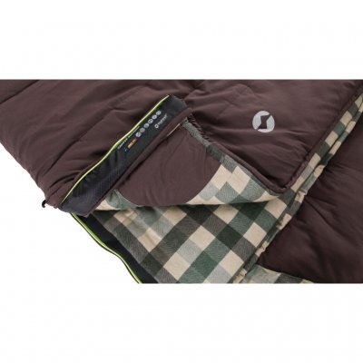 Folded edge at the sleeping bag's zipper and storage pocket for valuables.
