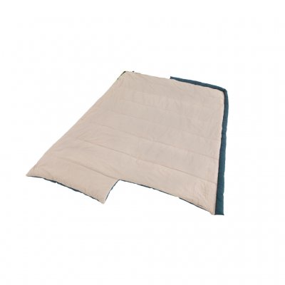Outwell Celestial Lux Camping Outer Bag is open and used as a quilt.