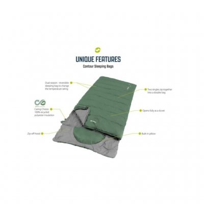 Outwell Contour Lux XL Green Camping Sleeping Bag - Outlet