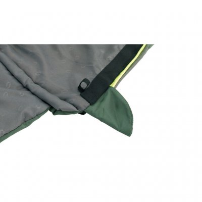 The edge against the zipper is protected against cold drafts on the Outwell Contour Lux XL camping sleeping bag.
