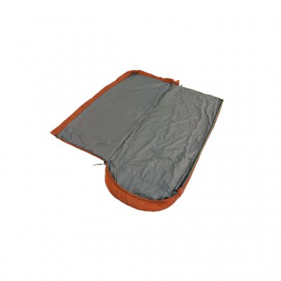 The zipper on Outwell Canella Lux can be opened completely to use the sleeping bag as a blanket.