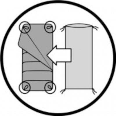 Attachment loops in the sleeping bag and press buttons on the sheet for fastening.