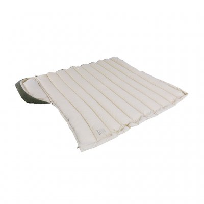 The sleeping bag can be opened up to a blanket.