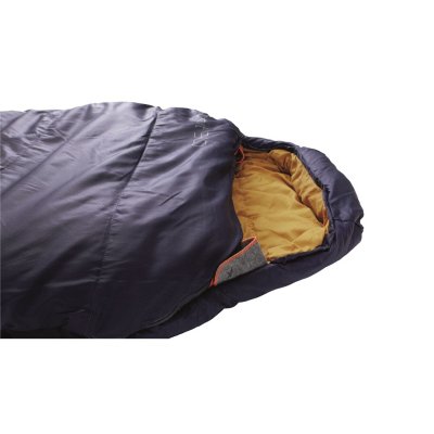 The sleeping bag has a drawstring hood