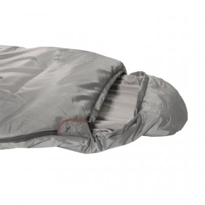 The sleeping bag has a drawstring hood