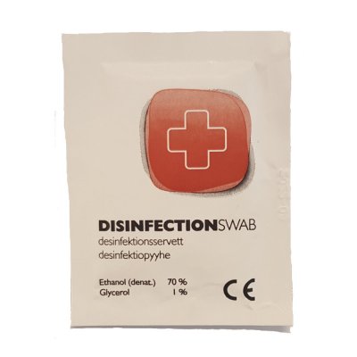 Disinfecting wipes in individual wrapper. Ideal for camping and outdoor activities.