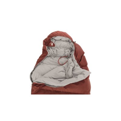 The down sleeping bag is both durable and comfortable thanks to a wider upper part.