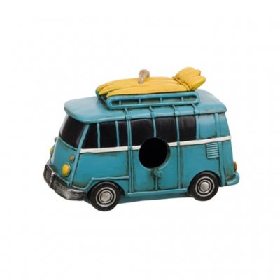 Flamefield Birdhouse Campervan in durable polyresin. An ornament for the garden or the campsite.