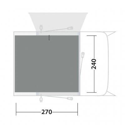 The tent mat covers the entire common room of the Outwell Talladega Air