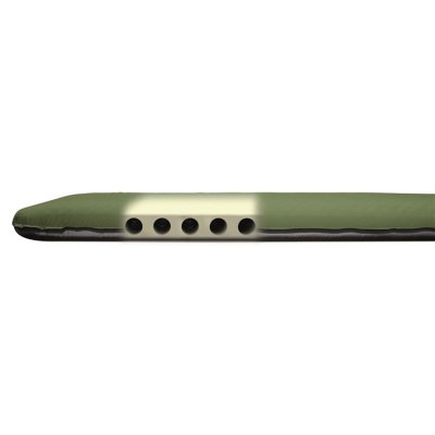 Horizontal air ducts provide a sleeping surface with good stability and small pack size.