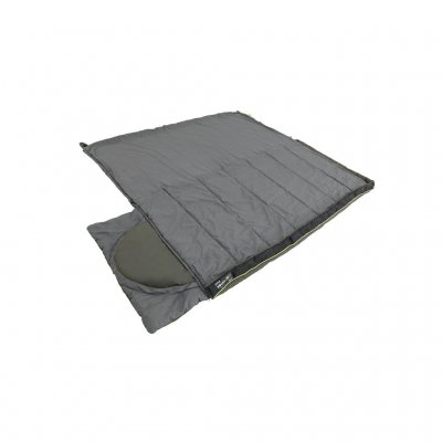 The sleeping bag is fully open to use as a blanket.