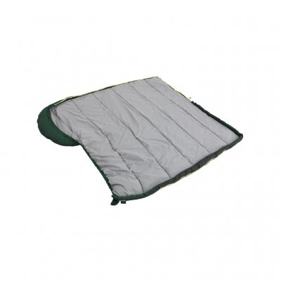 The sleeping bag can be opened up to a blanket.