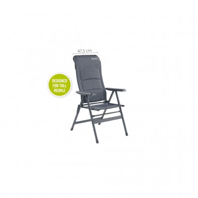 The camping chair has a wide seat and a wide backrest.