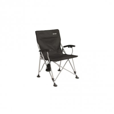 Extra large folding camping chair with armrests and extra large feet.