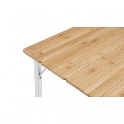 Table top in bamboo provides a durable camping table.