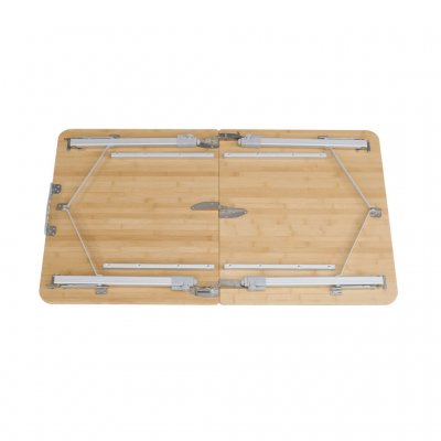 The legs fold easily under the table