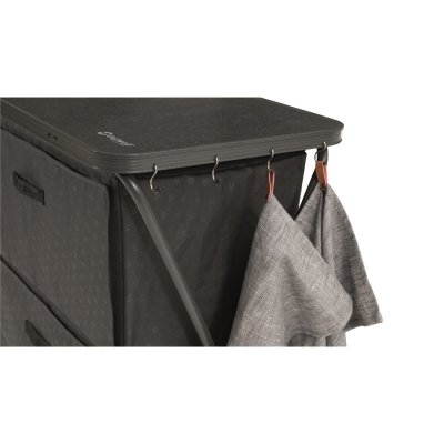 Store your camping equipment on the sides via hooks or pockets.