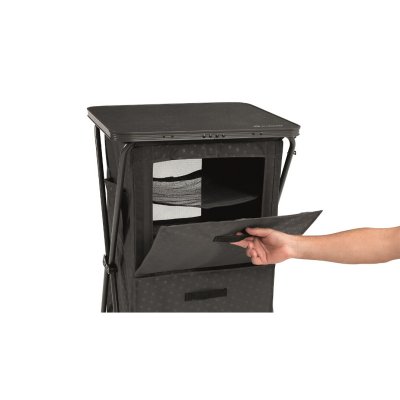 Fixed doors with handle and magnetic lock make the cabinets easily accessible