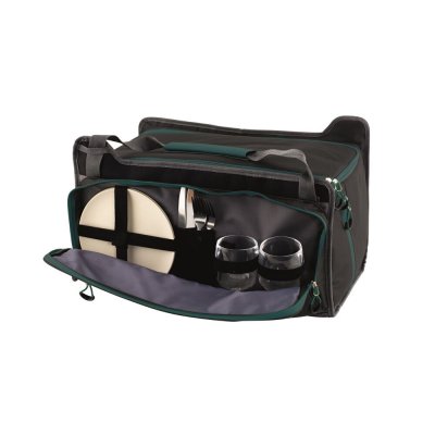 Outside side and front pockets with zipper picnic tableware