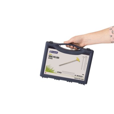 Tent stick box Contains 20 steel ground sticks and tent peg remover,