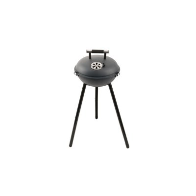 Pack-friendly charcoal grill with lid.