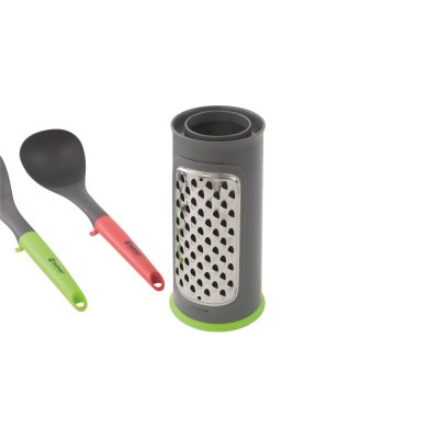 Stable grater which also serves as a container for kitchenware.