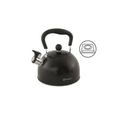 2.2 liter coffee pot in stainless steel with a whistle for camping with a tent, caravan or motorhome.