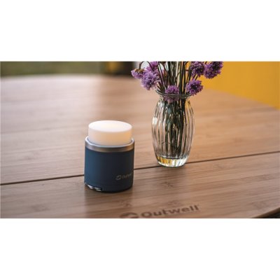 Tent lamp gives a warm glow.