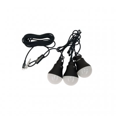 USB/mains-powered tent lamp with dimmer, designed to hang on the wall or from the ceiling.