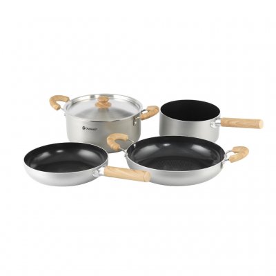 Pack-friendly larger cookware set for camping with tents, caravans and motorhomes.