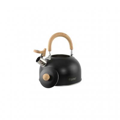2.2 liter coffee pot in stainless steel with a whistle for camping with a tent, caravan or motorhome.