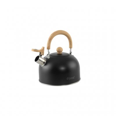 1.8 liter kettle in stainless steel with a whistle for camping with a tent, caravan or motorhome.
