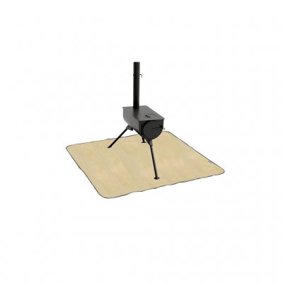 Robens floor protector for tent stove. Protects against heat, sparks, and small glowing embers.