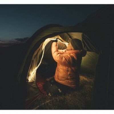 200 cm long LED light strip that provides flexible and reliable lighting for tents, shelters or campsites