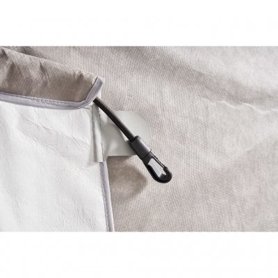 Buckle at the bottom to stretch and seal against the camper.