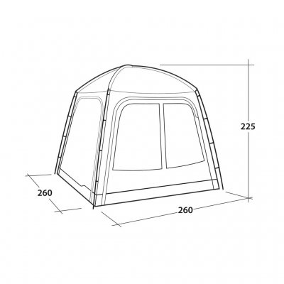Dimensional sketch for Outwell Dakota Shelter.
