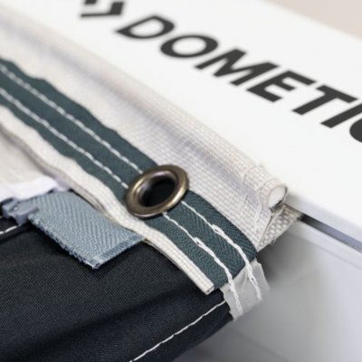 The dual keder strip makes it compatible with both caravans and motorhomes.