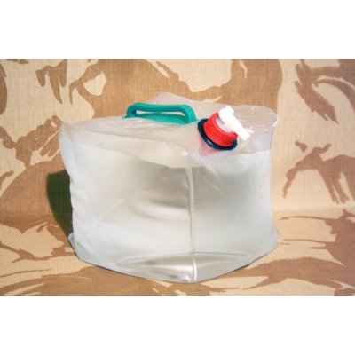 The can has a tap and carrying handle.