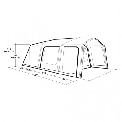 Dimensions of the Outwell Boston 5 Air TC family tent