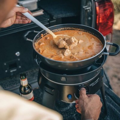 The grill can be used both as a stove and a grill.