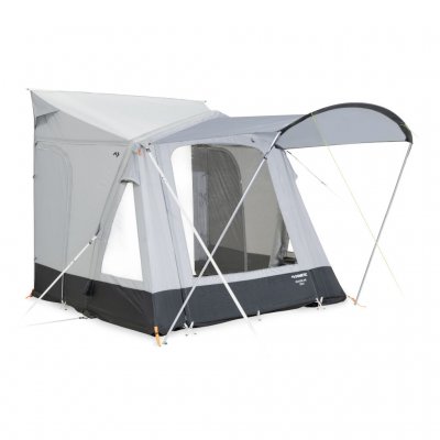 Dometic Leggera M with a sun canopy installed. The sun canopy is an accessory for the awning that provides protection in front o