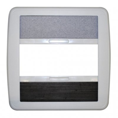 Interior Dometic Mini Heki sunroof in light grey.