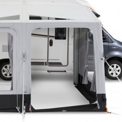 The front and side panels of the awning can be removed.