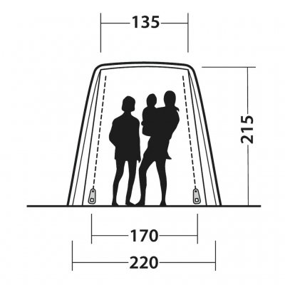 Height measurements for Outwell Dune SUV biltält