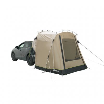 Outwell Dune SUV is a flexible car tent that attaches to the back of the car or is used independently.